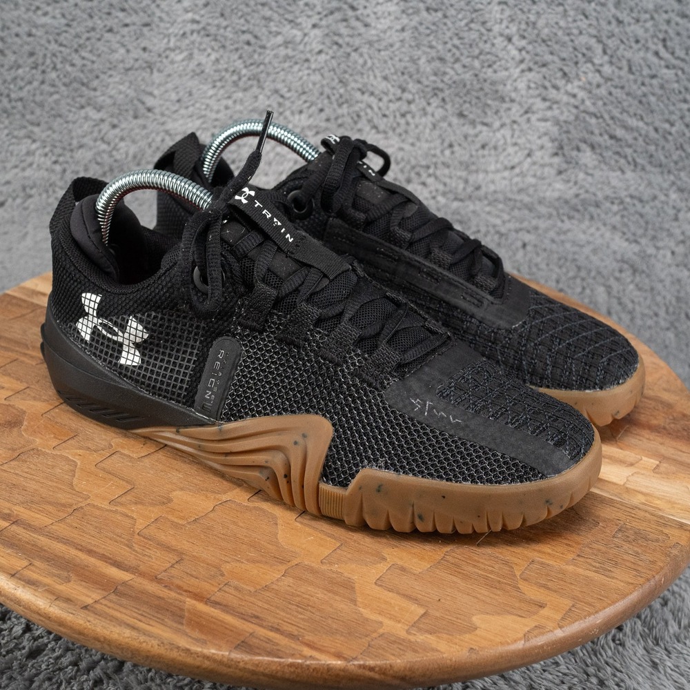 Under Armour Women's Sz 8.5 TriBase Reign 6 Black Gum Trainers Shoes 3027342-001